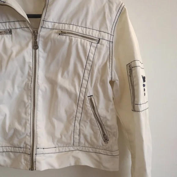 Sand White cotton jacket summer light zipper pockets 4 6 Island Cruise Vacation - Picture 15 of 15